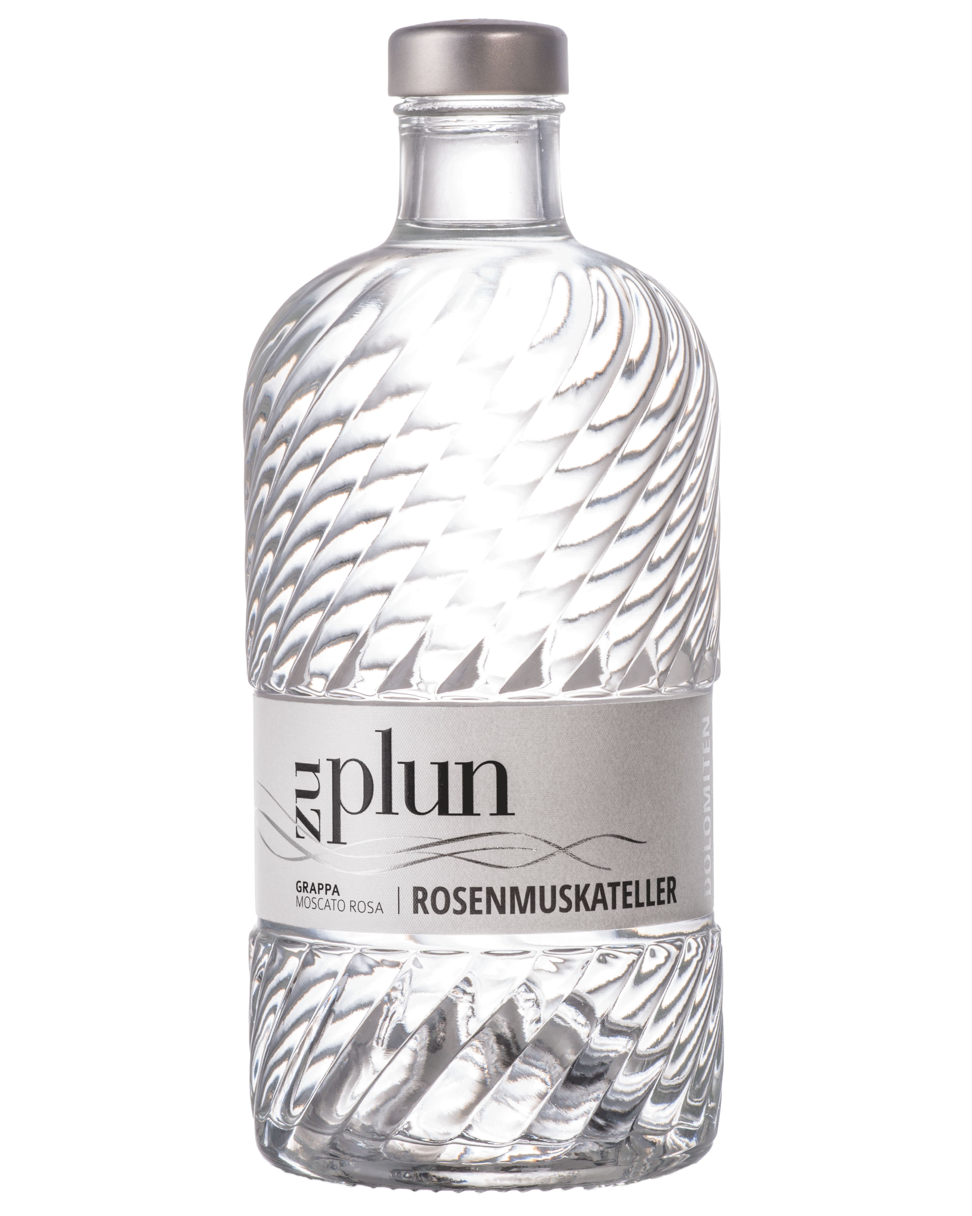 Zu Plun Grappa Rosenmuskateller Moscato Rosa – grappa artigianale ottenuta da vinacce di Moscato Rosa delle Dolomiti, acquistabile online su Cavour Drinks